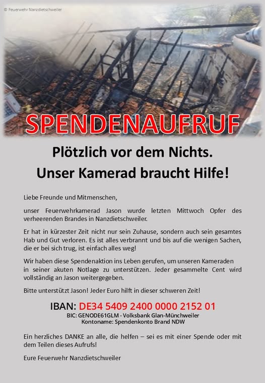 Die Blaulichtfamilie hält zusammen !! einer von uns jede Spende zählt